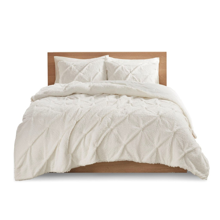 Addison Pintuck Sherpa Down Alternative Comforter Set Full/Queen TN10-0437 By Olliix