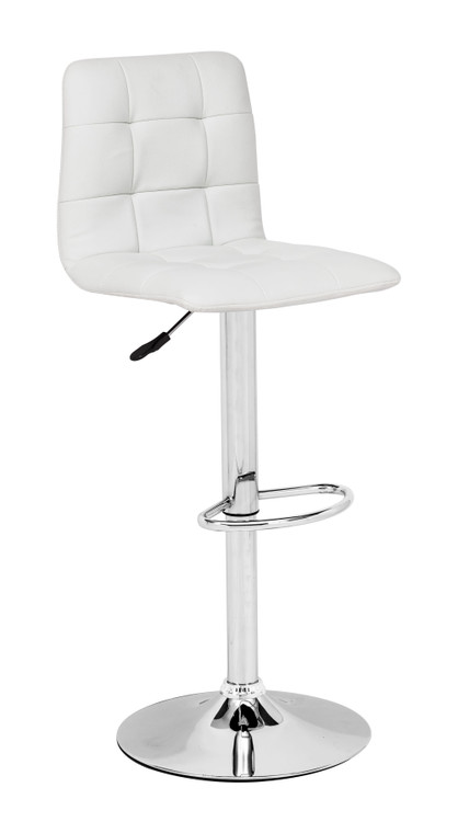 Homeroots 16.9" X 16.3" X 36.6" White, Leatherette, Chromed Steel, Bar Chair 249047