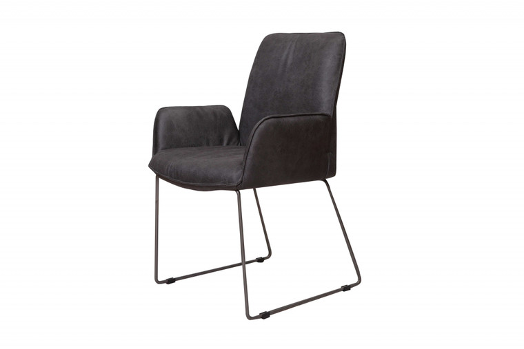 Homeroots 25" X 25" X 35" Grey Foam Metal Fabric Plywood Arm Chair 321543