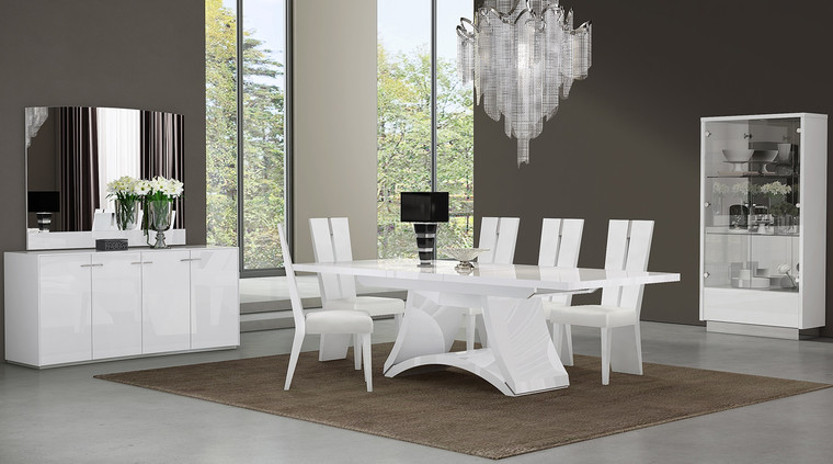 Homeroots 98.5" X 43.5" X 30" White Dining Table And 6" Chair Set 366268