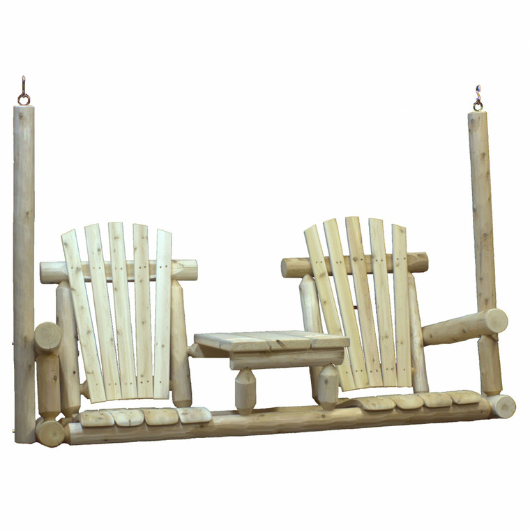 Homeroots 71" X 24" X 49" Natural Wood Tete-A-Tete Porch Swing Chair 370281
