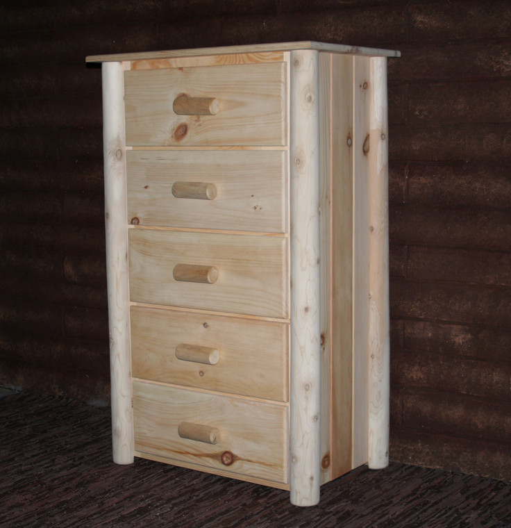 Homeroots Natural Unfinished Wood Five Drawer Dresser 370340