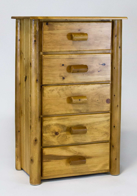 Homeroots Natural Light Honey Finish Wood Five Drawer Dresser 370342