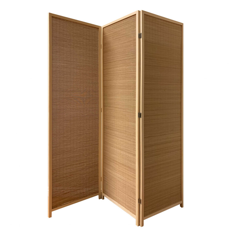 Homeroots 6' Light Bamboo 3 Panel Room Divider Screen 370410