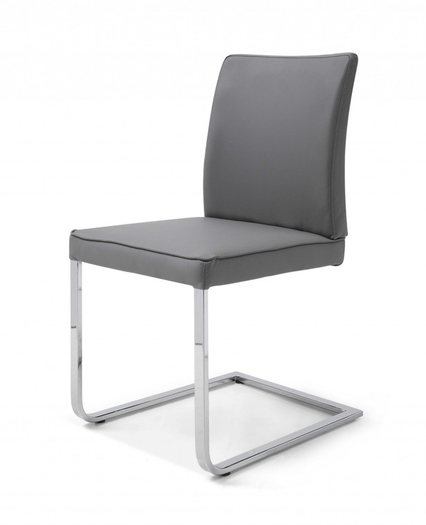 Homeroots Gray Faux Leather And Chrome Dining Chair 370642