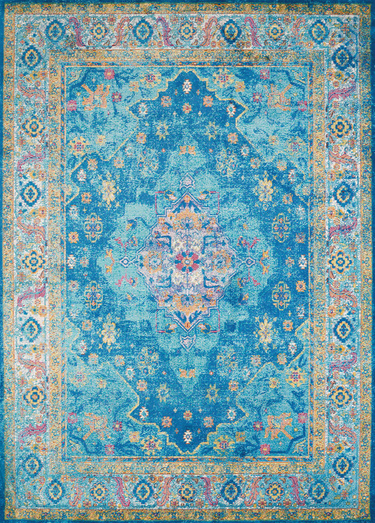 Homeroots 150" X 180" Cerulean Olefin / Polyester Rug 370899