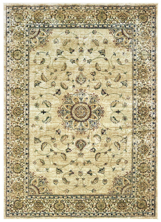 Homeroots 63" X 90" Ivory Viscose Area Rug 370939