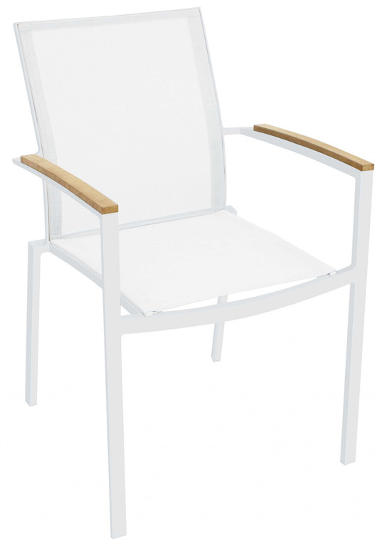 Homeroots 22" X 23" X 34" White Wood Dining Armed Chair 372062