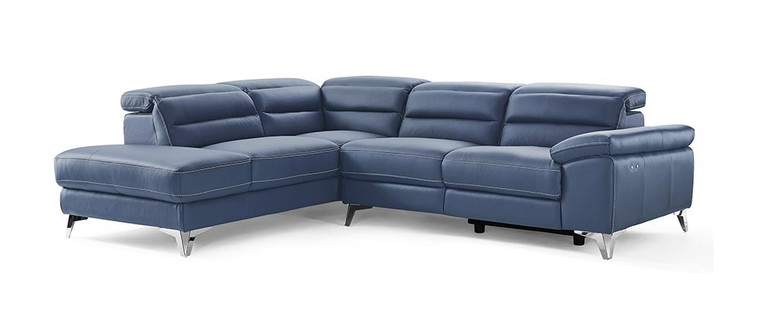 Homeroots 109" X 88" X 31"/40" Navy Blue Leather Sectional 372108