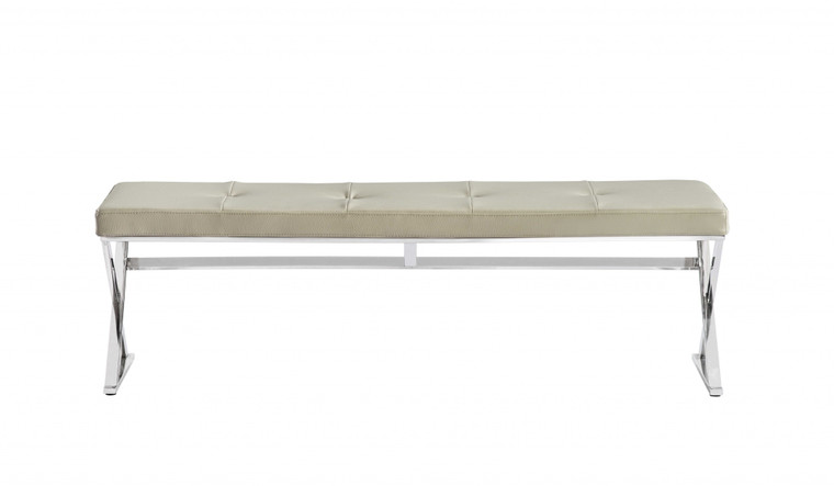 Homeroots 60" X 17" X 18" Taupe Bench 372143