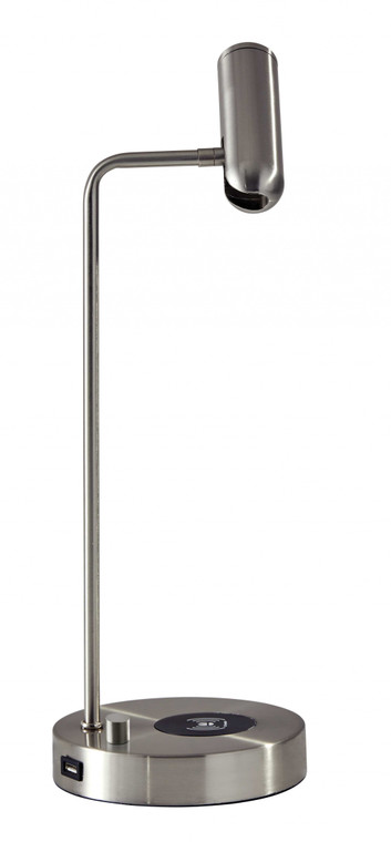 Homeroots 6" X 8" X 16.5" Brushed Steel Metal Led Desk Lamp 372528