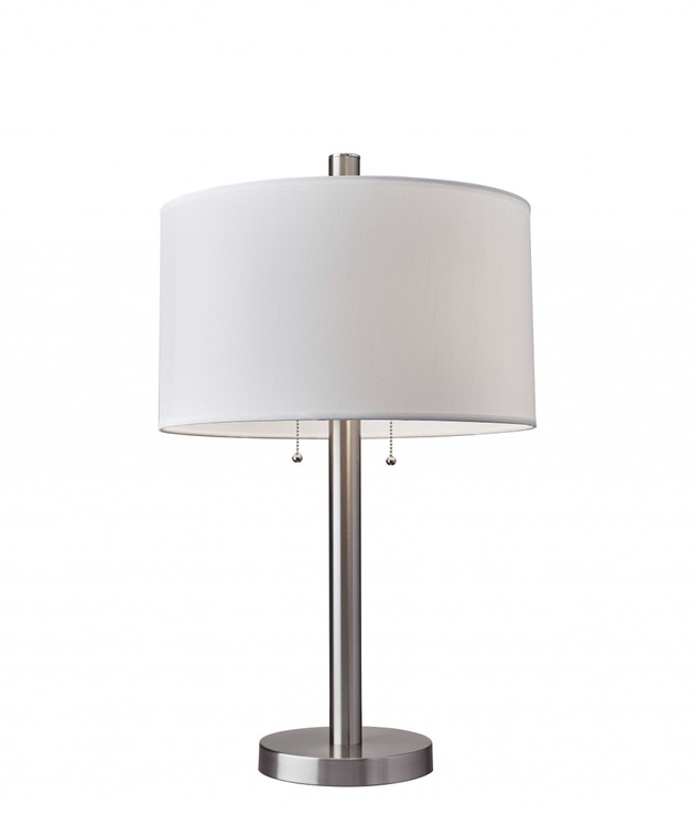 Homeroots 17" X 17" X 28" Brushed Steel Metal Table Lamp 372659