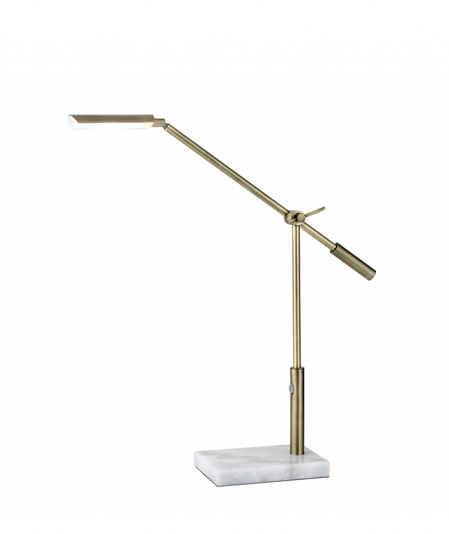 Homeroots 5" X 22" X 16" - 26" Brass Metal Led Desk Lamp 372685