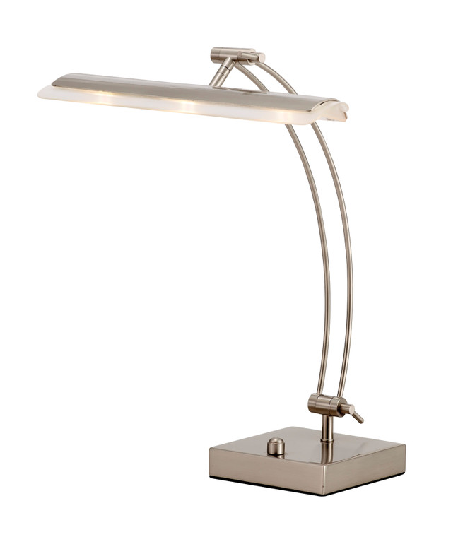 Homeroots 15" X 9-19" X 13" - 19" Brushed Steel Metal Led Desk Lamp 372737
