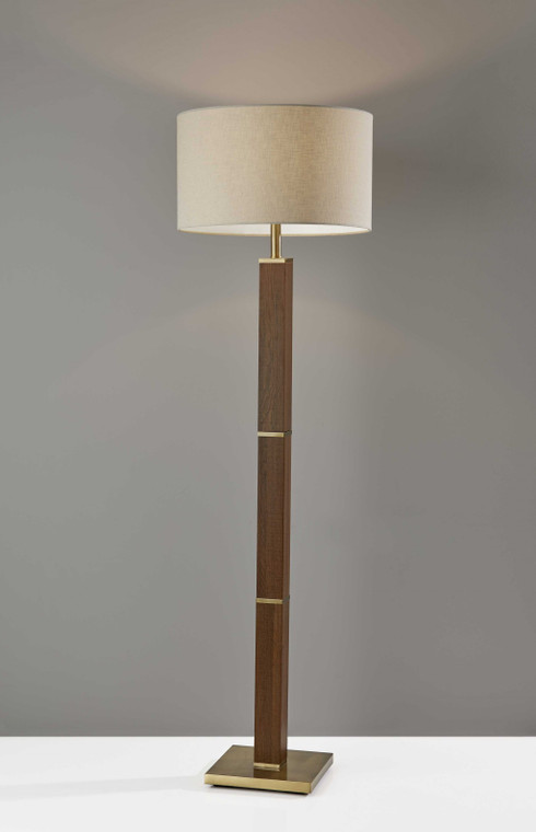 Homeroots 18" X 18" X 61.5" Antique Brass Wood Floor Lamp 372871