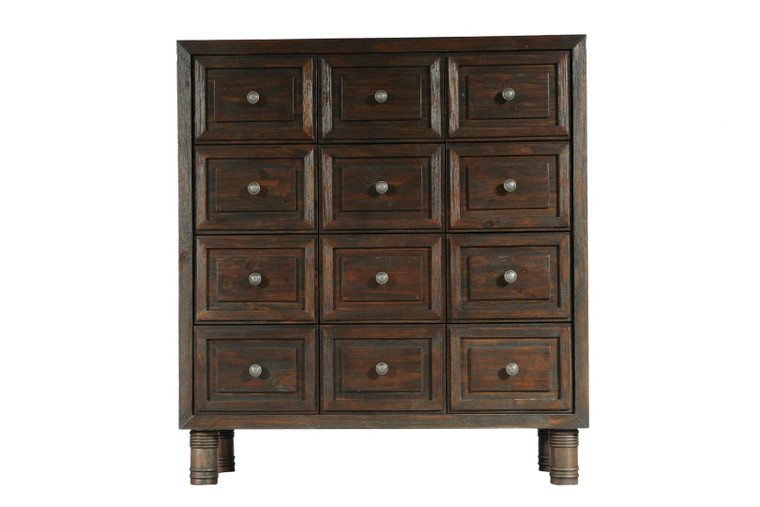 Homeroots 43" X 18" X 47" Dark Brown Pine Wood Chest 372995