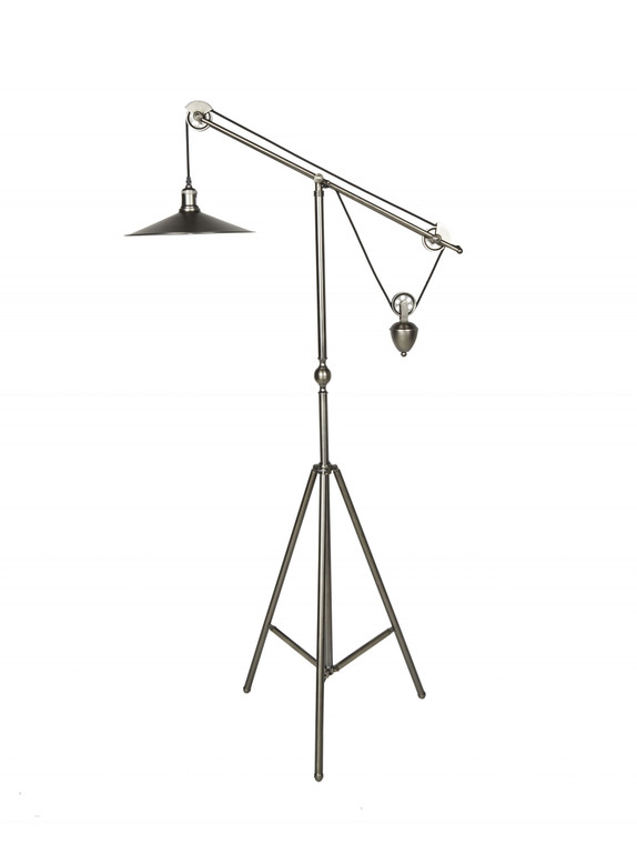 Homeroots 30" X 14" X 65" Brass Metal Floor Lamp 373039