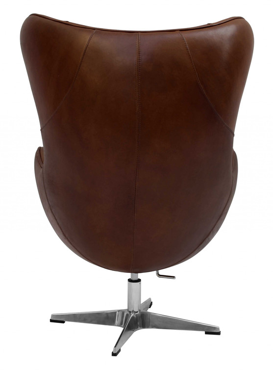 Homeroots 32" X 34" X 41" Brown Full Leather Fireproof Foam Chair 373112