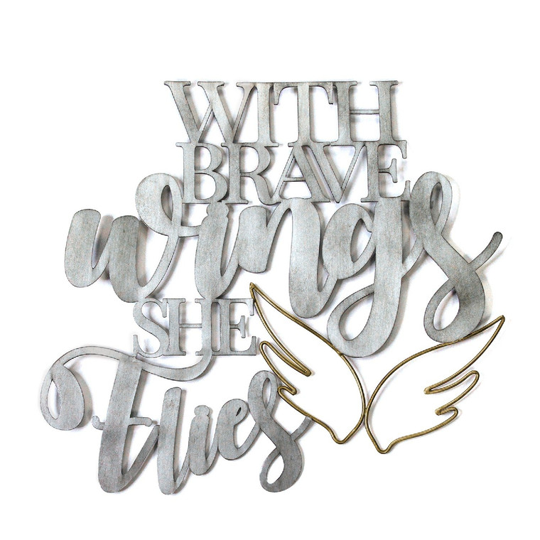 Homeroots Gold Brave Wings Metal Wall Decor 373146