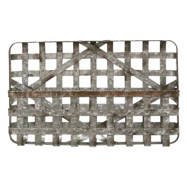 Homeroots Galvanized Basket Weave Wall Basket 373208