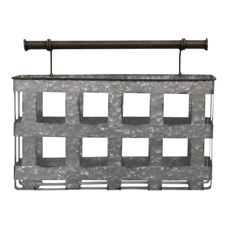 Homeroots Galvanized Handcrafted Metal Wall Hanging Basket 373257