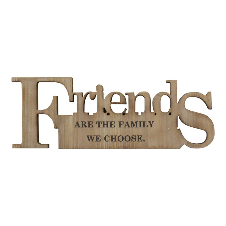 Homeroots "Friends Are The Family" Natural Wooden Wall Decor 373267