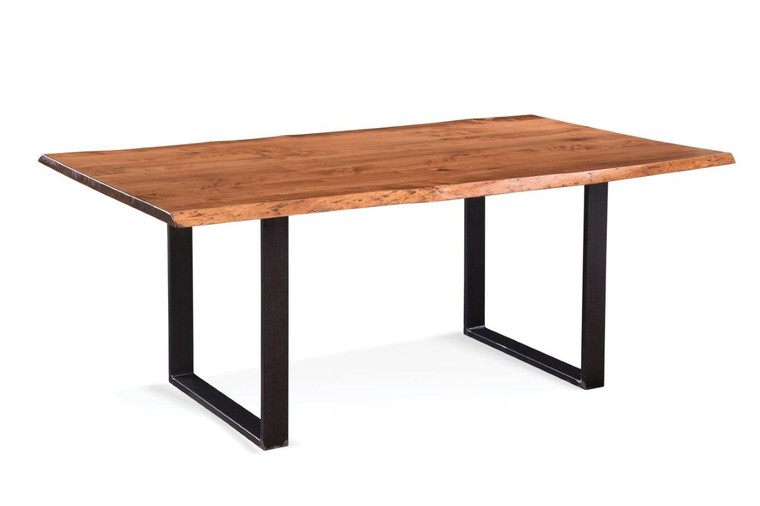 Homeroots Natural Live Edge Cherry Wood And Black Steel Dining Table 373927