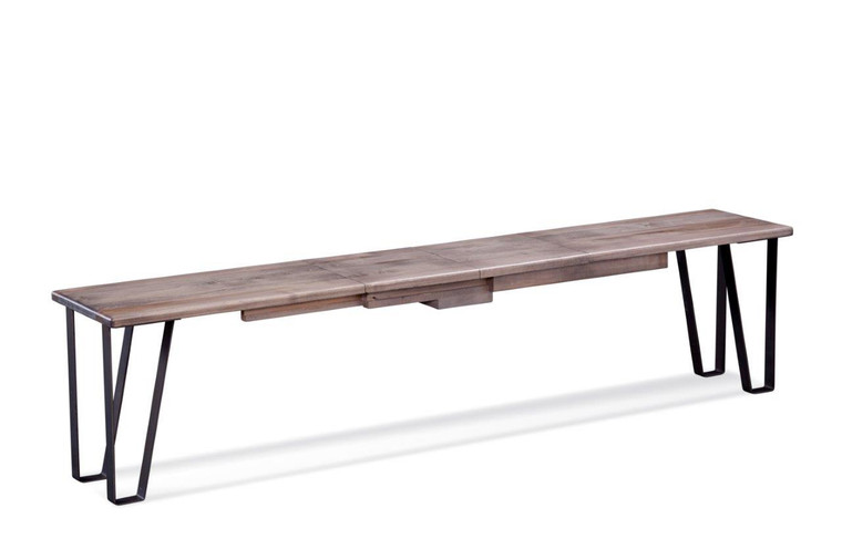 Homeroots 48" X 14" X 18" Ash Gray Rough Cut Maple And Steel Bench With 5 12" Leaves 373932