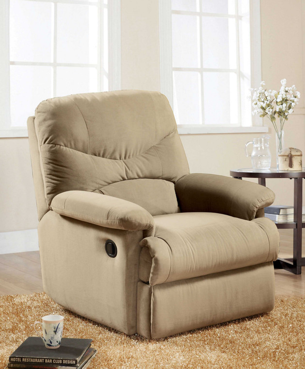 Homeroots 35" X 35" X 40" Beige Microfiber Recliner (Motion) 374160