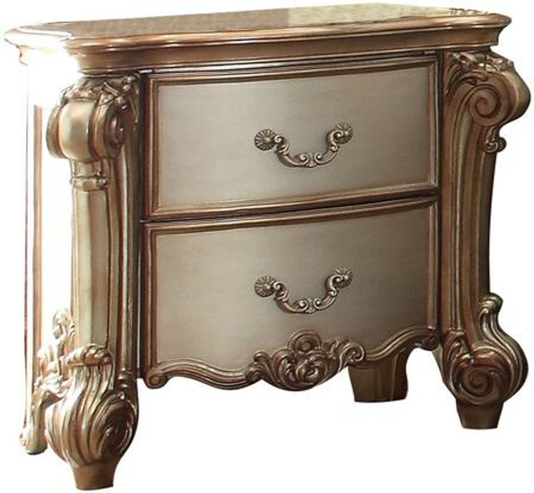 Homeroots 34" X 20" X 30" Gold Patina Bone Patina Nightstand 374248