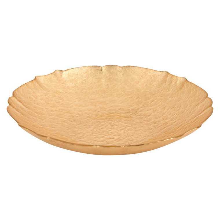 Homeroots 12" Glass Authentic Gold Leaf Centerpiece Bowl 375876