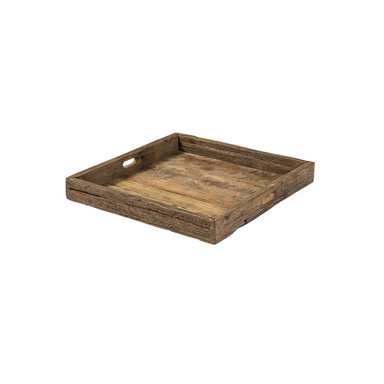 Homeroots Natural Brown Reclaimed Wood Tray 376050