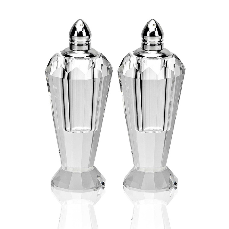 Homeroots Handcrafted Optical Crystal And Silver Pair Of Salt & Pepper Shakers 376102