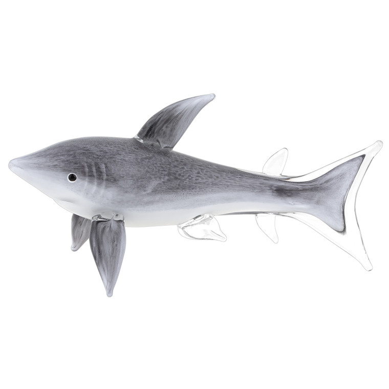 Homeroots 14" Mouth Blown Long Harmless Shark Art Glass 376129