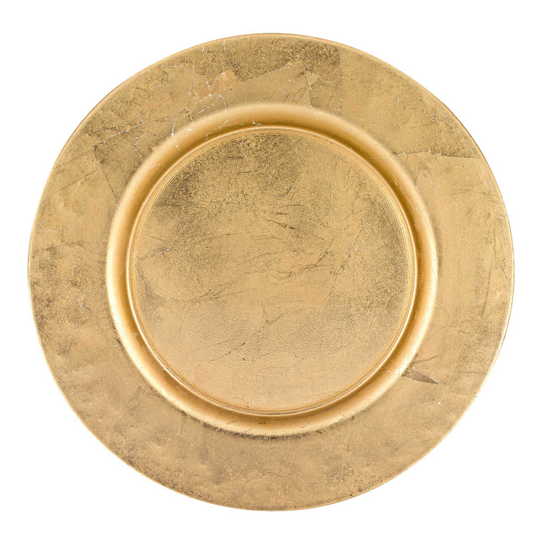 Homeroots 13" Hand Crafted Glass Charger With Gold Rim Finish 376154