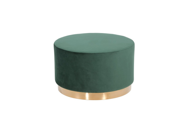 Homeroots Round Modern Green Velvet Fabric Upholstered Ottoman W/ Gold Stainless Steel Base 376327