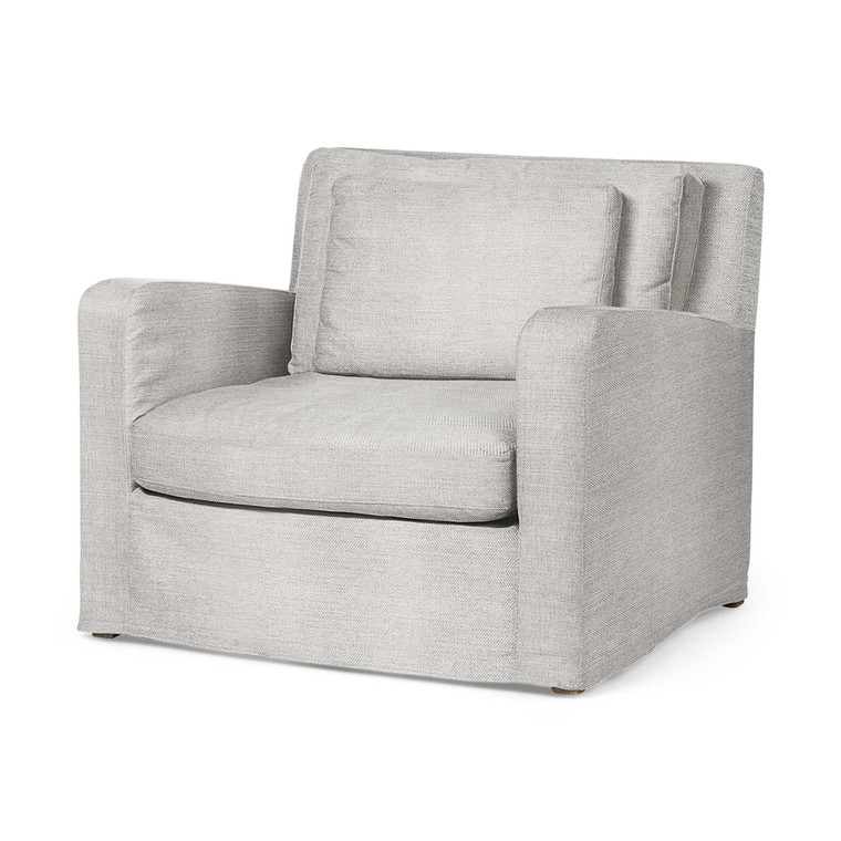 Homeroots Frost Gray Slipcover Upholstered Fabric Seating Wide Accent Chair W/ Wooden Frame And Legs 376361