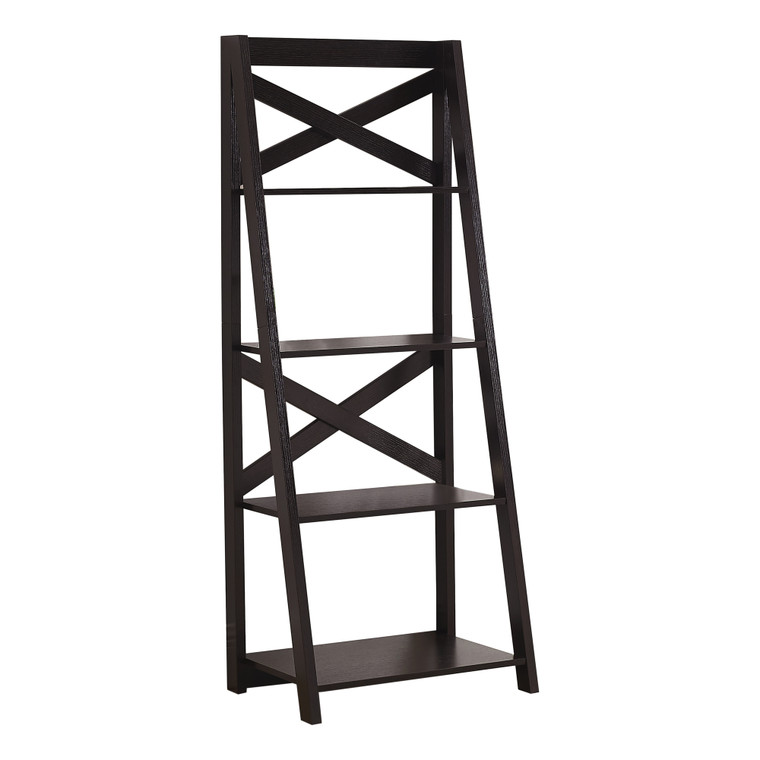 Homeroots 60" Bookcase Espresso Ladder With 4 Shelves 376489