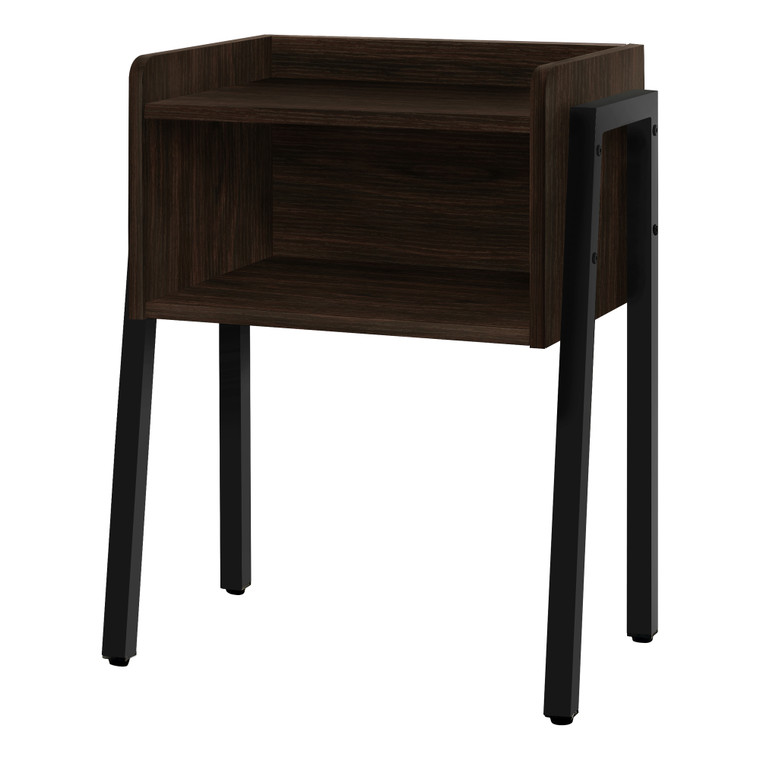 Homeroots 23" Rectangular Espresso Accent Table With Black Metal Legs 376519