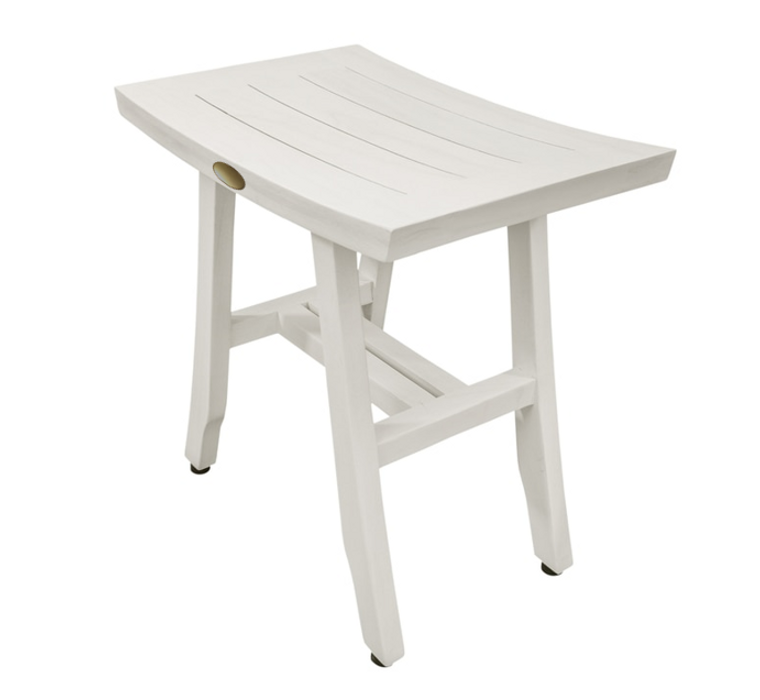 Homeroots Compact Contemporary Teak Shower Stool In Driftwood Finish 376712