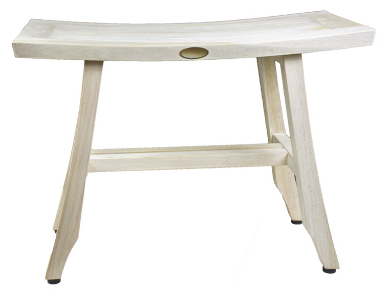 Homeroots Contemporary Teak Shower Stool Or Bench In Whitewash Finish 376714