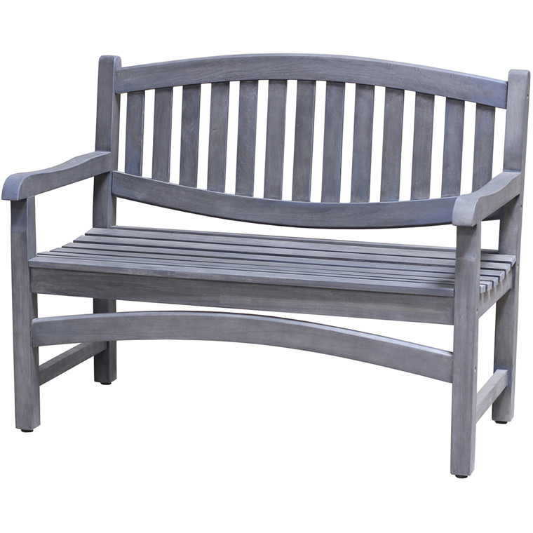 Homeroots Compact Teak Outdoor Bench W/ Curved Design In Natural Finish 376755