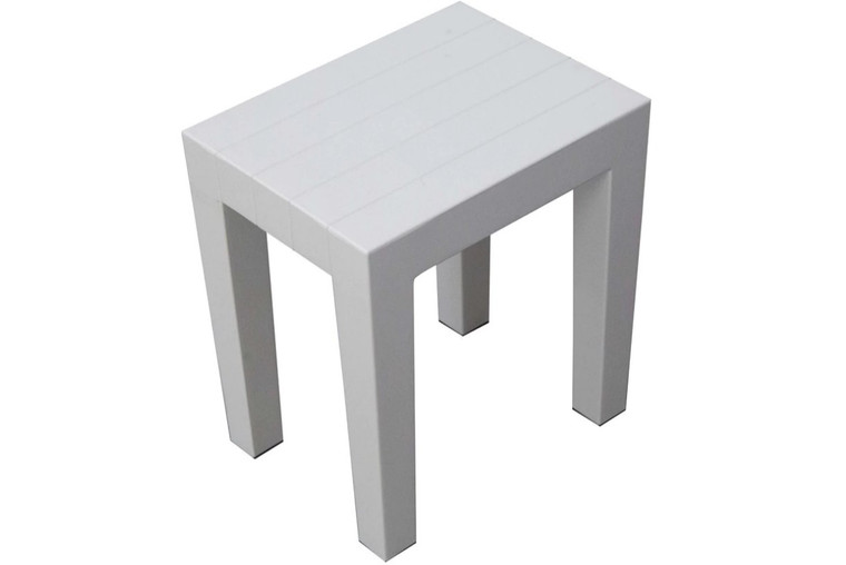 Homeroots Super Sturdy Plastic Shower Stool In White 376777