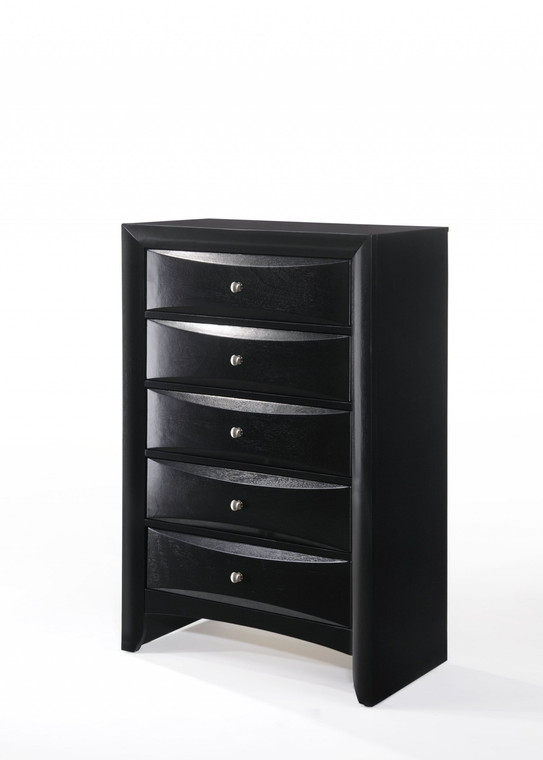 Homeroots 48" Black Wood Chest With Center Metal Glide 376971
