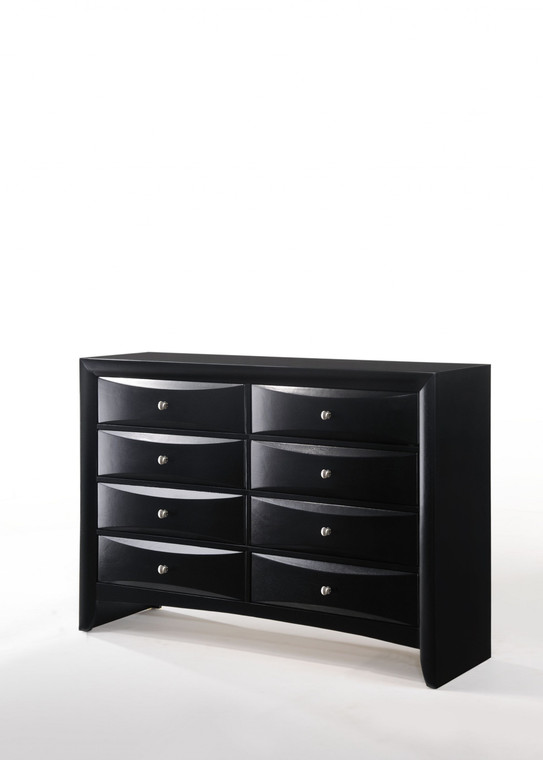 Homeroots 41" Modern Black Wood Finish Dresser With 8 Drawers And Flared Sqaured Legs 376975