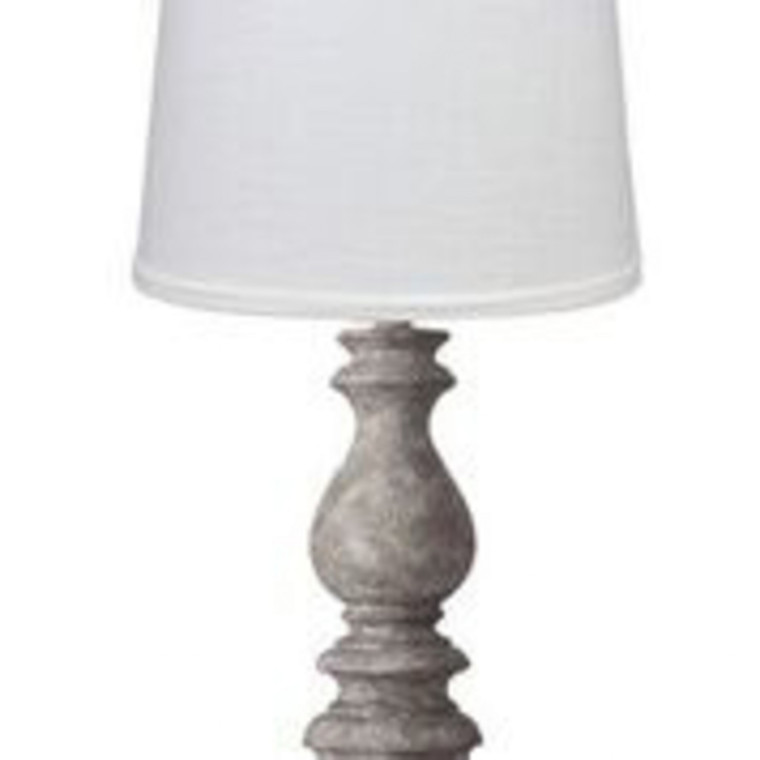 Homeroots Distressed Look Grey Traditional Table Lamp With White Shade 379779