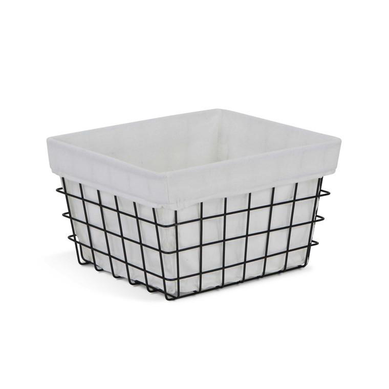 Homeroots Rectangular White Lined And Metal Wire Storage 379833