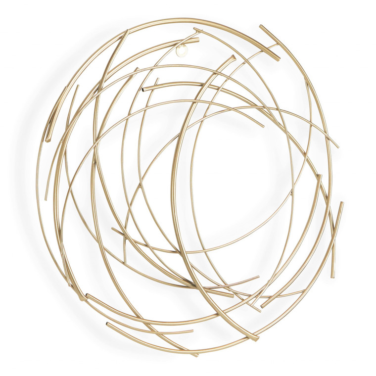 Homeroots Gold Metal Abstract Round Hanging Wall Art Decor 379845