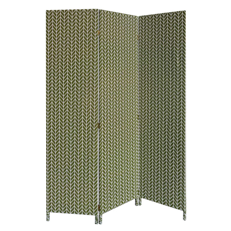 Homeroots 3 Panel Green Soft Fabric Finish Room Divider 379909
