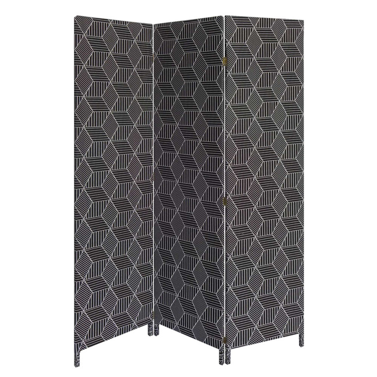 Homeroots 3 Panel Black Soft Fabric Finish Room Divider 379910